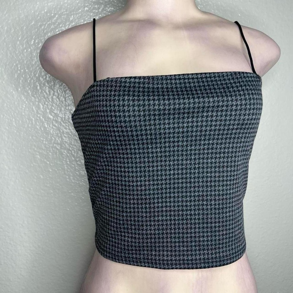 Stylish Black Houndstooth Women's Top - Picture 3 of 4